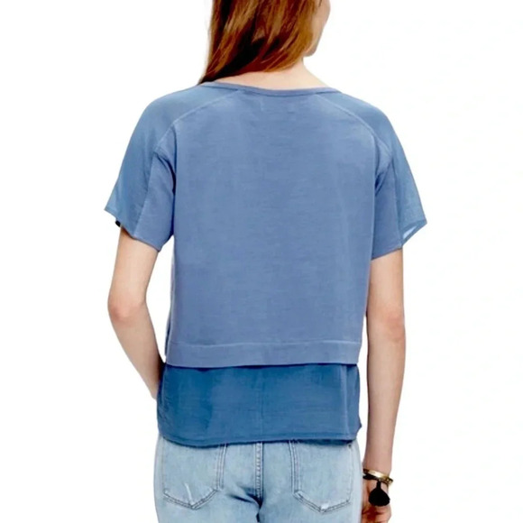 MADEWELL Color Block Mixed Media Panel Boxy Short Sleeve Scoop Neck T Shirt - Picture 9 of 10